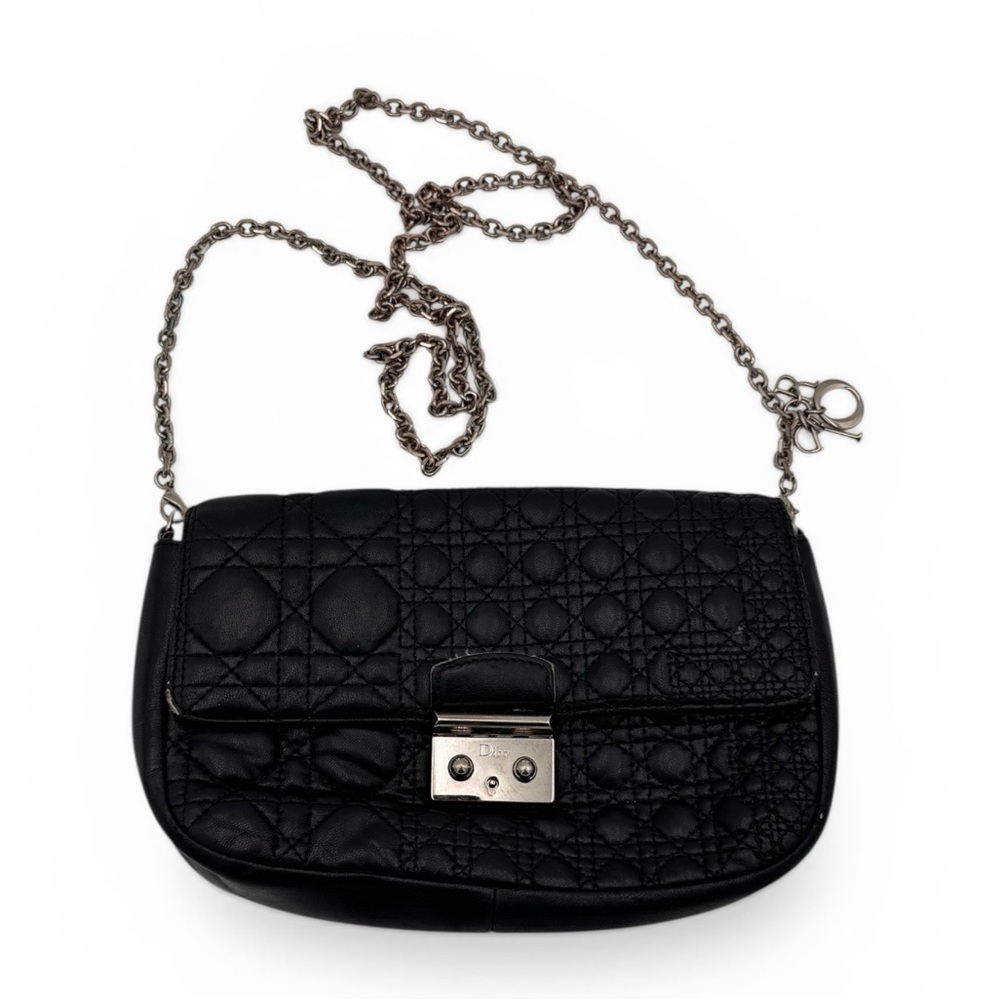 CHRISTIAN DIOR Miss Dior Promenade Quilted Black Leather Chain Bag Iconic